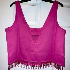 Anthropologie Crystal Fringe Tank